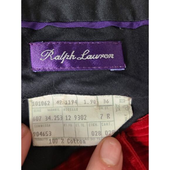 VINTAGE 90S POLO RALPH LAUREN CORDS CORDUROY FLAT FRONT RED TROUSERS 36 - Picture 12 of 13